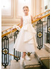 White Satin Flounce Flower Girl Dress